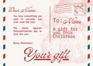 Beige and Red Vintage Santa Merry Christmas Greeting Card Positive Procrastination